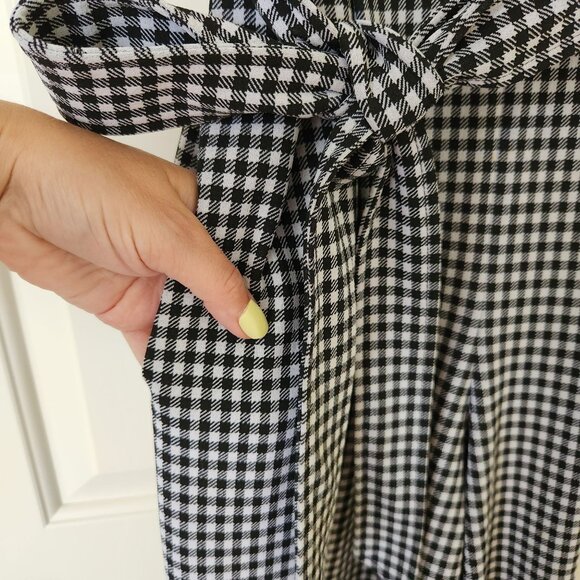 Calvin Klein Black & White Gingham Checkered Sleeveless Jumpsuit Fall Work - Picture 5 of 14